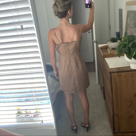 NWOT cheetah/leopard tan satin mini dress - Picture 3 of 10